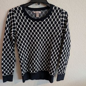 Banana Republic Hexagon Patterned Navy and White Sweater